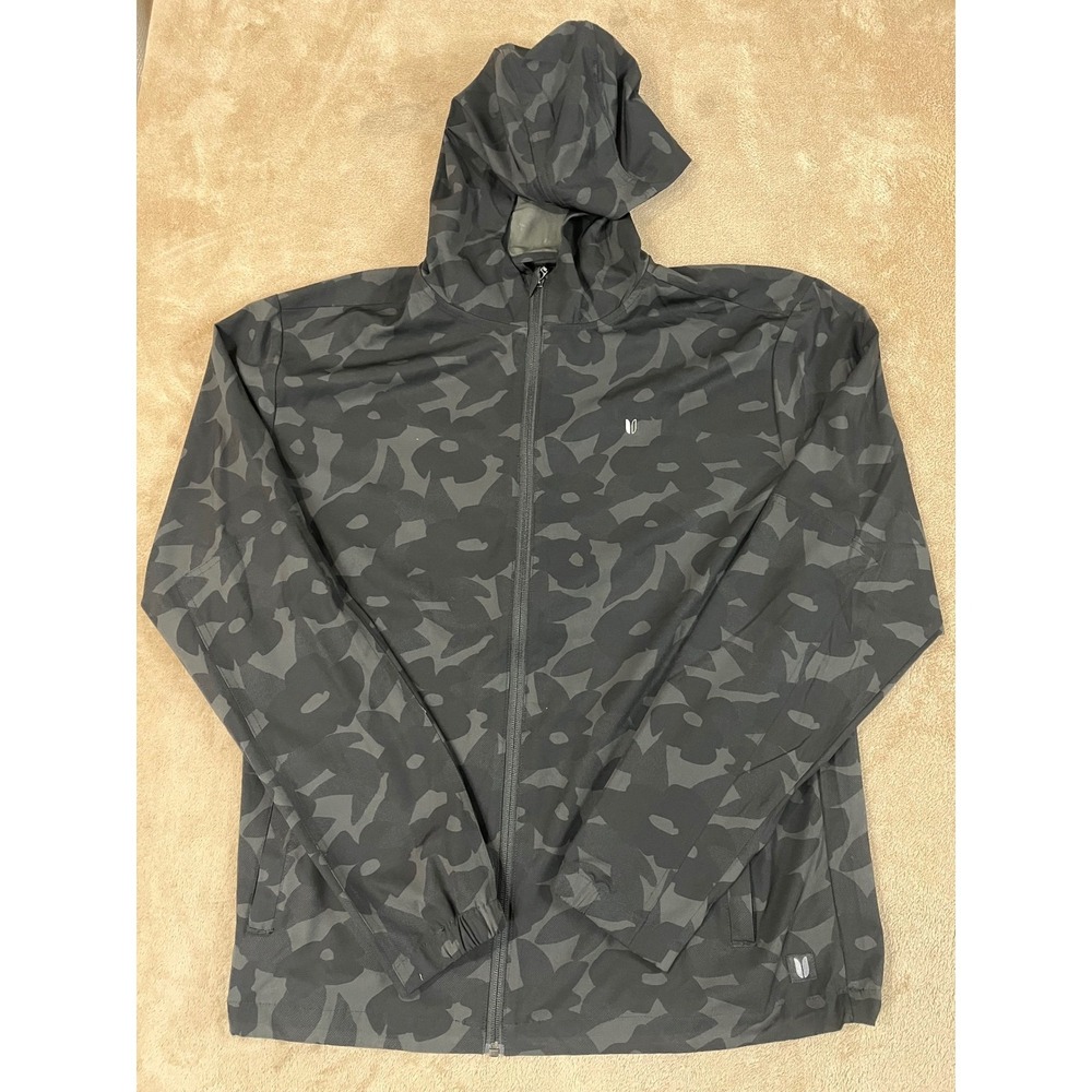 Linksoul Printed Stormer Hooded Jacket Mens L Camo Windbreaker Polyester L/S EUC